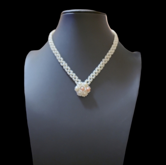 Hand Seed Beaded Floral Necklace Lot 3 - Picture 3 of 4